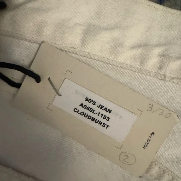 NWT Agolde Women's 90s Straight Leg Distressed White Jeans - Picture 6 of 6
